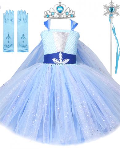 Christmas Girls Elsa Dress Costume  Girls Elsa Snow Princess Dress  Sequins Elsa  