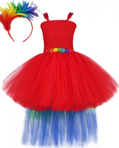 Feather Parrot Costume  Feather Tutus Outfit  Parrots Costume Girl  Macaw Costume Kids  Kids Cospaly Dresses  