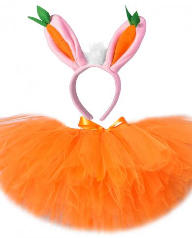 Easter Bunny Tutu Skirt Outfit For Baby Girls Birthday Party Halloween Costumes For Kids Toddler Orange Rabbit Tutus Wit