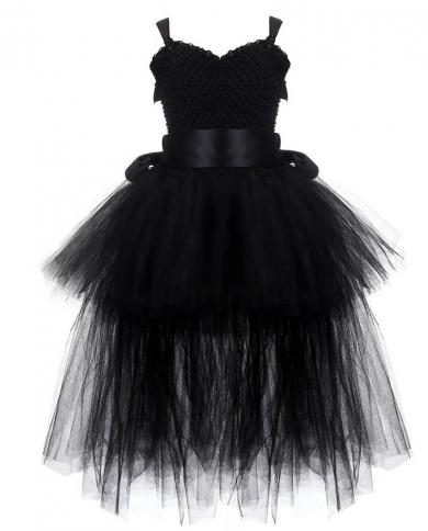 Vneck Girl Tutu Dress With Tail Solid Color Fluffy Trailing Tulle Dresses For Girls Princess Kids Carnival Halloween Cos