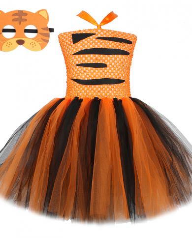Cute Tiger Costume For Girls Tutu Dress Up Clothes For Birthday Party Children Halloween Cosplay Costumes Kids Animal Ou