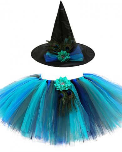 Gonna tutu di pavone fiore vestito per ragazze bambini strega costume di halloween principessa ragazza festa di compleanno gonne