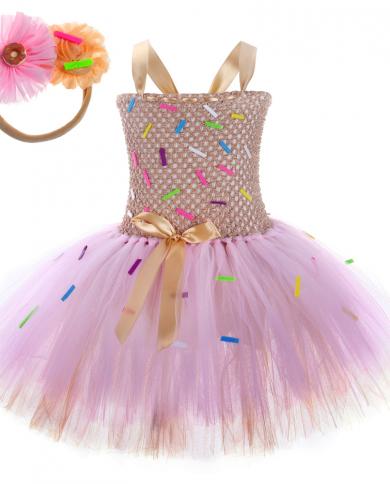 Baby Girls Candy Donuts Tutu Dress For Kids Donut Birthday Party Costumes Toddler Girl Photoshoot Tulle Outfit New Ye