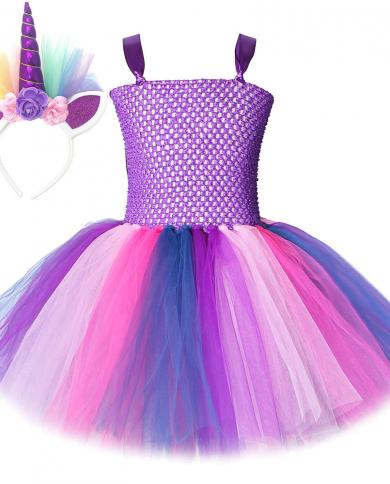 Robe licorne poney violet pour filles Costumes princesse Halloween Tutu pour enfants robes danniversaire fille avec bandeau Tod