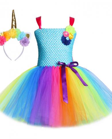 Arc-en-ciel licorne princesse robes pour filles anniversaire Tutu robe enfant en bas âge bébé fille licorne Costume enfants Hall