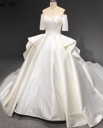 فساتين زفاف Serene Hill Ivory Dubai 2023 مزينة بالخرز نصف كم فساتين زفاف راقية Ha2424 مصنوعة حسب الطلب