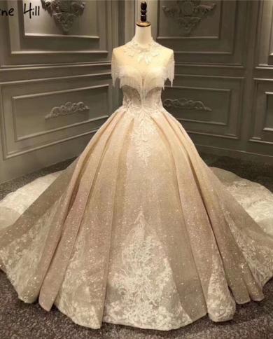 Newest High Extreme Luxury Fashion Wedding Dresses Crystal Tassel Sleeveless  Lace Up Bridal Dress 2023 Real Photo Ha217