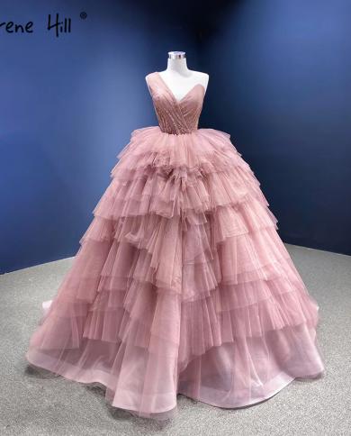 Serene Hill Pink One Shoulder Wedding Dresses  Ruffles Beaded  Bridal Gowns Hm66934d Custom Made  Wedding Dresses