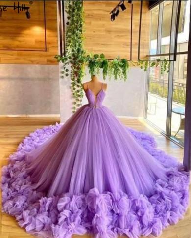 Serene Hill סגול פרחים נפוחים שמלות כלה יוקרתיות ללא שרוולים 2022 רצועת ספגטי טול שמלת כלה ha2487 weddi