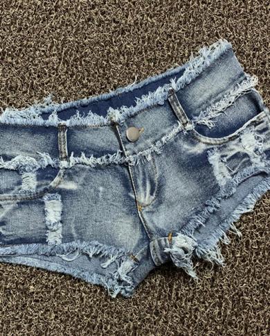 Low Waist Women Jeans Shorts 2022 Summer Fashion Denim Cotton Splicing Broken Hole Ladies Skinny  Nightclub Super Short 