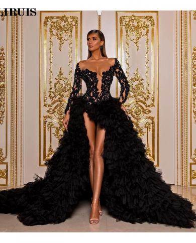 Black Dress Women Elegant Luxury  Black Prom Dress Long Sleeve  New Black Evening  