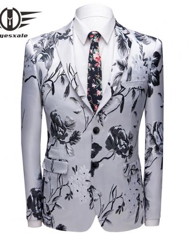 Plyesxale Slim Fit Mens Floral Blazers  Stylish Blazer For Men Luxury Brand Embroidery Blazer Jacket Prom Stage Wear Q13