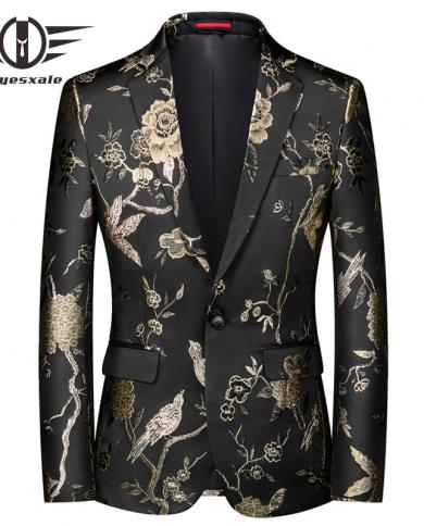 Plyesxale Luxury Floral Blazer Masculino A Hombre Mens Stage Wear Autumn Blazer Man Flowers Blazers Casual Slim Fit Q990