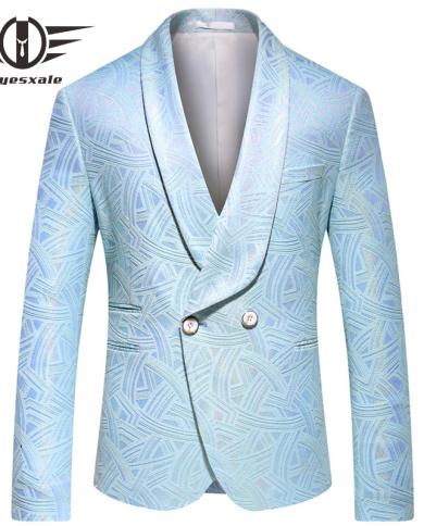 Classsic Wedding Blazer Tuxedo Jacket Beige Sky Blue Prom Blazers Unique Blazer Hombre Casual Stage Clothes For Singers 
