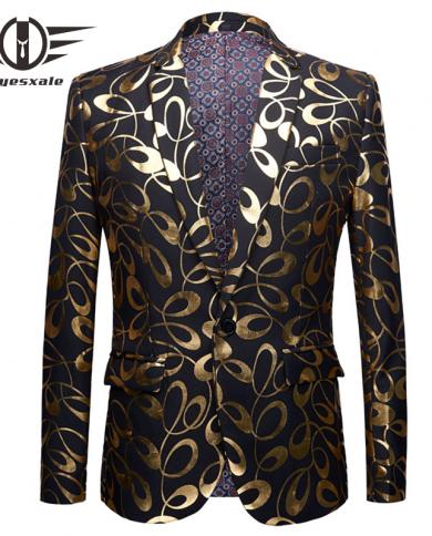 Plyesxale Brand Men Black And Gold Blazer Slim Fit Mens Floral Blazers Jacket 45xl Plus Size Male Stage Prom Party Costu
