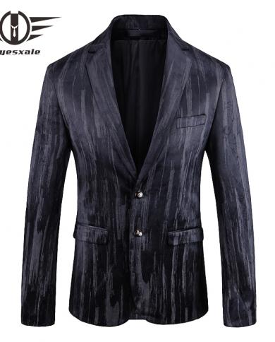 Retro Black Mens Velvet Blazers Slim Fit Two Button Male Blazer Jacket Wedding Dress Handsome Design 5xl Terno Masculino
