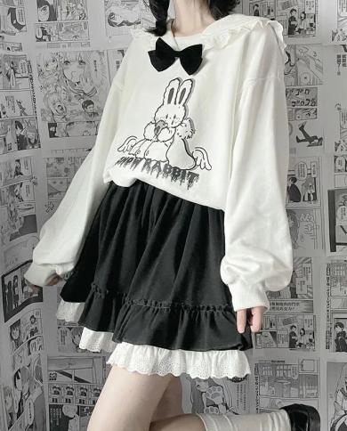 Saia plissada Kawaii Feminina Sweet Patchwork Estilo Preppy Mini-Camisas Brancas Babados Fairycore 2022 Moda Streetwear Saia