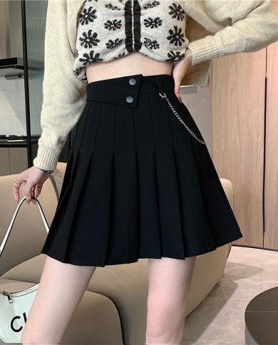  Style Black Pleated A Line Dance Mini Skirts Women 2023 New Spring Summer High Waist Pocket Women Short Skirt