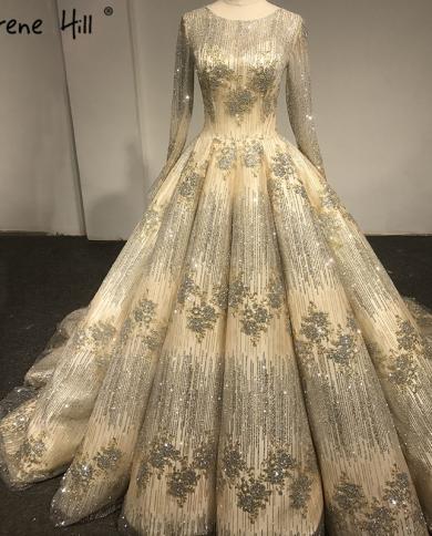 Long Sleeve Luxury Glitter Wedding Dress  Real Photo Ball Gown Photography Bridal Dress Vestido De Noiva Ha2095  Wedding