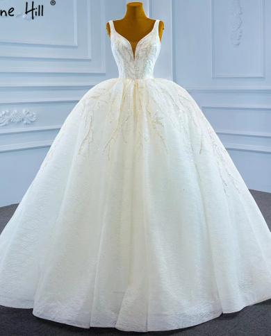 Serene Hill Luxury White Princess Wedding Dresses 2023 High End Lace Beading Sparkle Bridal Dress Hm67247wedding Dresses