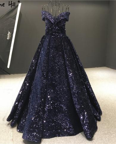 Navy Blue Sweetheart  Floor Length Evening Dresses  Sequins Sparkle Aline Formal Dress Serene Hill Ha2291  Evening Dress
