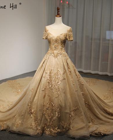 Short Sleeves Luxury Vintage High End Wedding Dresses 2023 Newest Beading Crystal Tulle Bridal Gowns Vestido De Noivawed