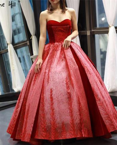 Wine Red Straplss Vestidos de novia de gama alta Vintage Luxury Off Shoulder Lentejuelas Vestido de novia 66743 Boda por encargo