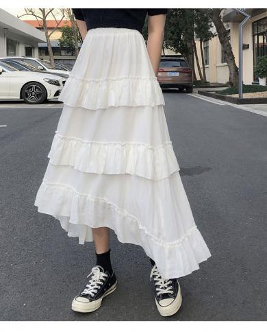 2022 nueva moda temperamento falda de hadas suave delicada comodidad pastel falda femenina sólida Vintage gasa falda Jupe Femm