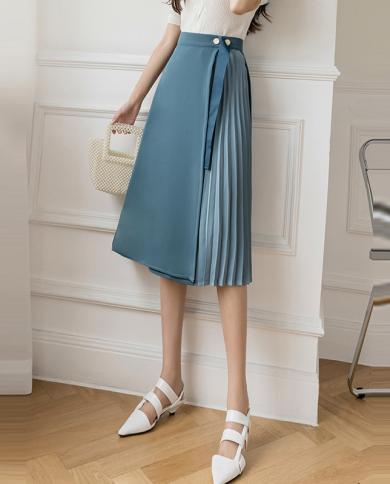 Faldas largas elegantes para mujer de oficina nueva llegada 2023 estilo de verano de Color sólido que combina con todas las seño