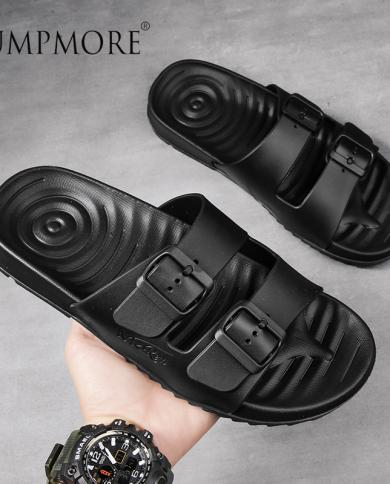 Jumpmore Men Slippers Mule Clogs Slippers High Quality Soft Cork Two Buckle Slides Footwear For Men Size 4045  Mens Sli