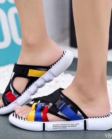 2022 Mens Slippers Colorful Black Summer Mens Casual Canvas Loafers Shoes Fashion Soft Platform Designer Shoes Chanclas