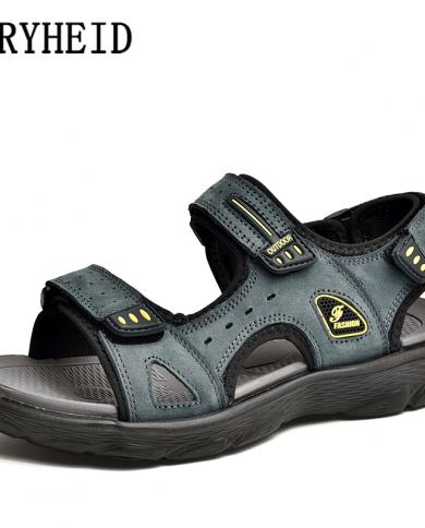 Vryheid 2022 Summer New Men Sandals Genuine Leather Luxury Beach Wading Shoes Nonslip Comfortable Outdoors Sport Casual 
