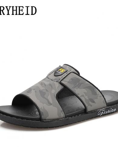 Vryheid High Quality New Men Slippers Summer Leather Fashion Man Casual Beach Sandals Outdoor Nonslip Lazy Pedal Flip Fl