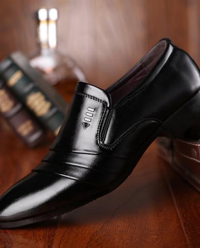 Marque de luxe en cuir Pu mode hommes affaires robe mocassins pointus chaussures noires Oxford respirant chaussures de mariage f