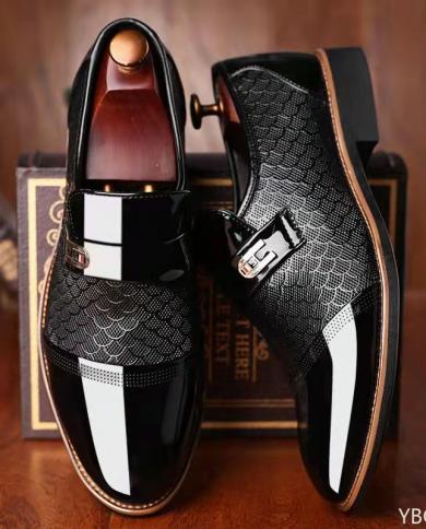נעלי גברים בלטות עור אופנה קלאסית נעלי יוקרה לגברים נעלי גברים ללא החלקה נעלי גברים שחורות נגד החלקה