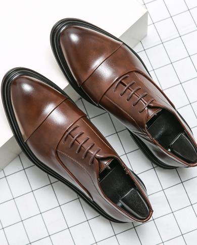 2023 Business New Fashion Mens Shoes Leather Mens Wedding Oxford Shoes Lace Up Office Mens Casual Shoes Luxury Formal
