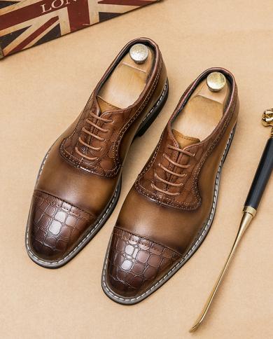 Joomra Men Knit Leather Wingtip Oxford Dress Shoes  Italian Formal Men Shoes  2023  