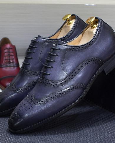 Joomra Men Knit Leather Wingtip Oxford Dress Shoes  Size 613 Mens Oxford Shoes  