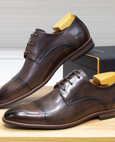 Men Formal Shoes Genuine Leather  Genuine Leather Dress Shoes Men  Italian Style  