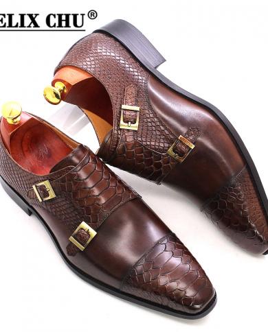 Monk Strap Men Shoes Dress Shoes Men  Leather Shoes Genuine Leather Mens  Size 47  