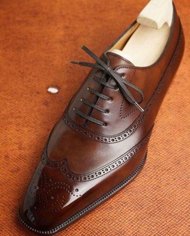 Zapatos de vestir con cordones para hombres Zapatos de vestir marrones Hombres Zapatos hechos a mano para hombres Zapatos Brogue