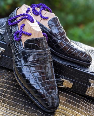 Nuevos mocasines negros para hombre, transpirables, con patrón de cocodrilo, zapatos informales, envío gratis, zapatos hechos a 