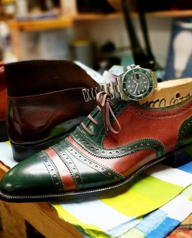 New In Men Brogue Shoes Red Green Breathable Lace Up Casual Shoes For Men With Free Shipping Designer Shoes Men
