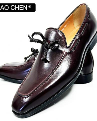 حذاء رجالي إيطالي غير رسمي أسود بني بترفلاي عقدة نسج حذاء رجالي فاخر لحفلات الزفاف حذاء بدون كعب من الجلد الطبيعي