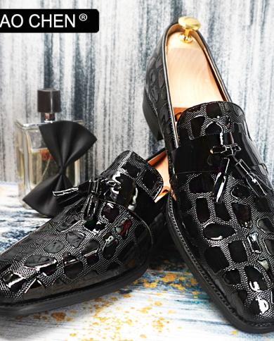 Luxury Brand Men Loafers Shoes Black Brown Men Dress Casaual Shoes Slip On Wedding Party Patent Leather Shoes For Men