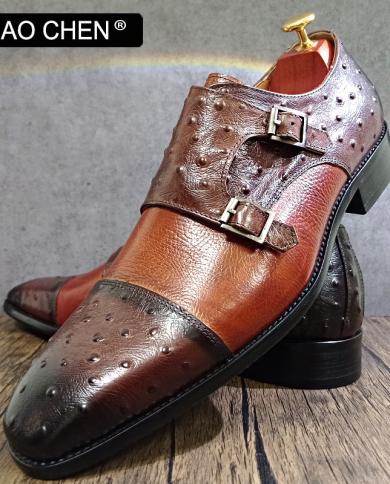 Double Monk Strap Shoes Men  Leather Loafers  Leather Shoes  Leather Dress  Luxury  