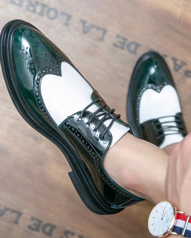 New Spring Autumn Men Casual Shoes Fashion Green Wedding Dress Oxford Shoes For Men Comfortable Male Business Brogue Foo
