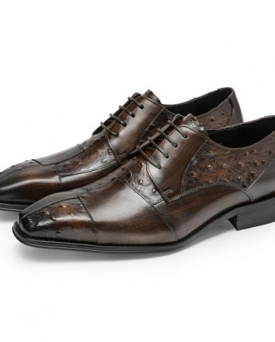 Luxo vintage esculpido Handamde masculino sapatos sociais couro genuíno 2022 designer novo estilo crocodilo padrão negócios casu