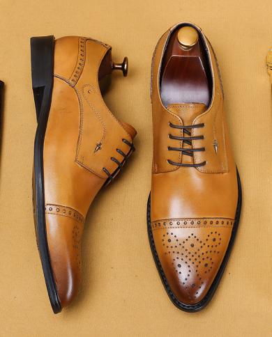נעלי גברים שטוחות עור אמיתי לחתונה נעלי עור איטלקיות לגברים איטלקית
