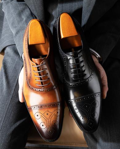 2023 סגנון חדש נעלי עור לגברים אופנה brogues עור אמיתי מותג יוקרה מותג עסקית שמלת נעלי כלה עבור